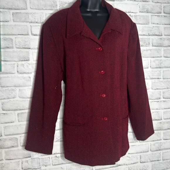 Vintage Sag Harbor Red & Black Suit Jacket Blazer Size 24W 24 - Picture 1 of 5